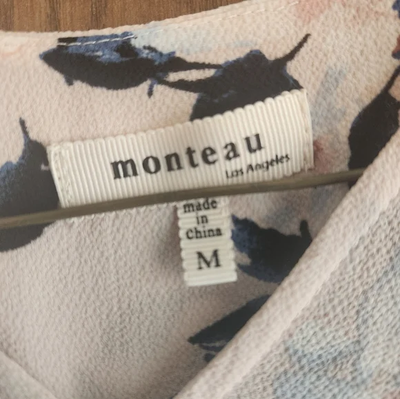 Monteau Cream and Pink Floral Blouse - Picture 2 of 4